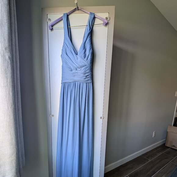 David's Bridal Bridesmaid dress - Steel Blue Mesh - Picture 1 of 8